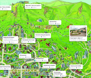 Санаторий «Заря» Кисловодск на карте Санаторий «Заря» Кисловодск — карта расположения